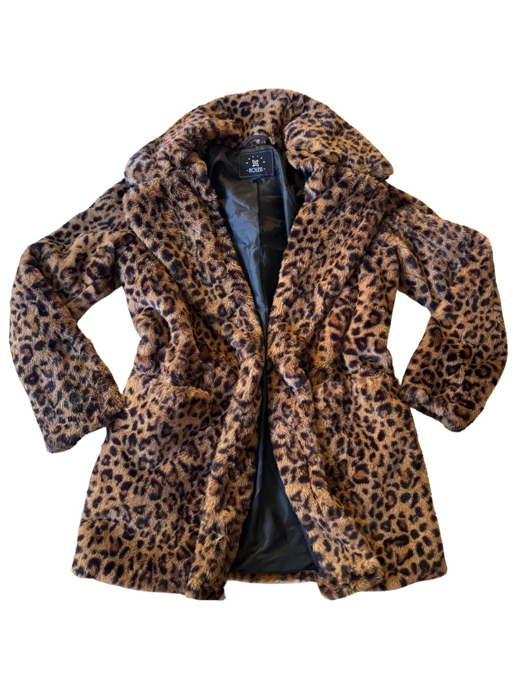 Leopard-Print Teddy Coat in Brown by
